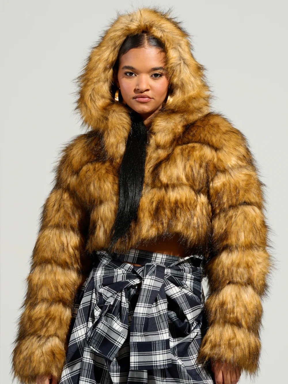 Akira / Azelea Wang “Gracelle” Faux Fur Cropped Jacket SZ 1X